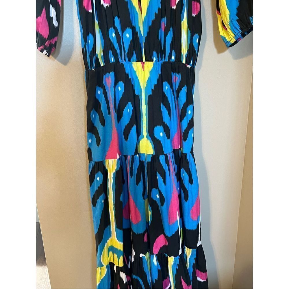 Sheridan French Women’s Size Medium Isabel Maxi Dress Black Blue Heart Ikat NWOT - Picture 7 of 14